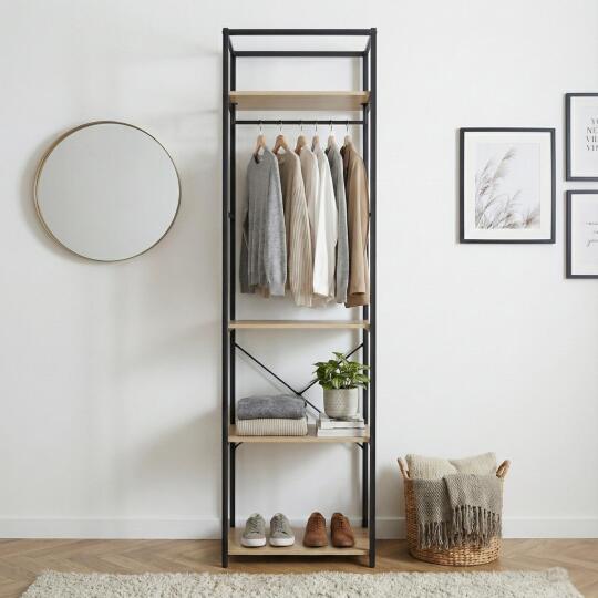 Portant vêtements en bois et métal 50x200cm