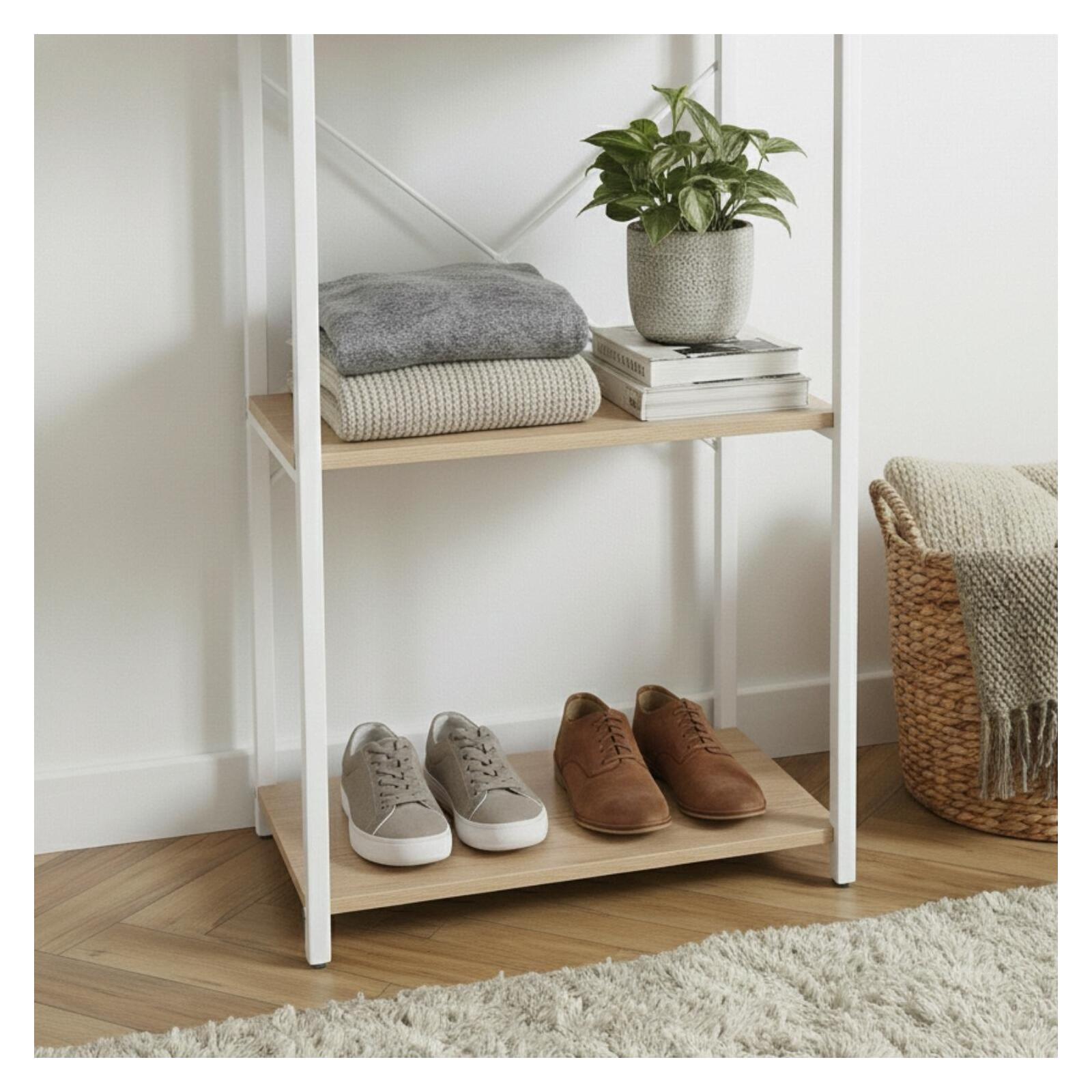 Portant vêtements en bois et métal 50x200cm