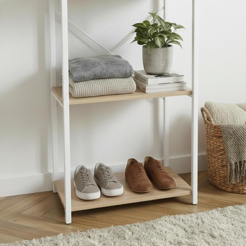 Portant vêtements en bois et métal 50x200cm