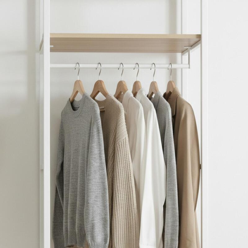 Portant vêtements en bois et métal 50x200cm