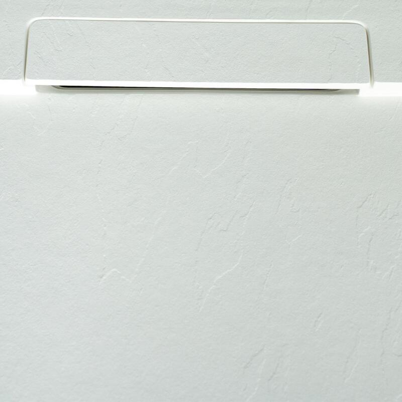 Receveur de douche aspect pierre extra-plat blanc - Bonde incluse