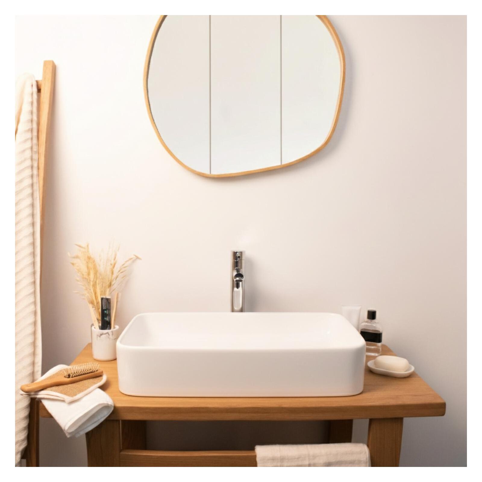 Vasque à poser rectangle en céramique blanche 60x37cm