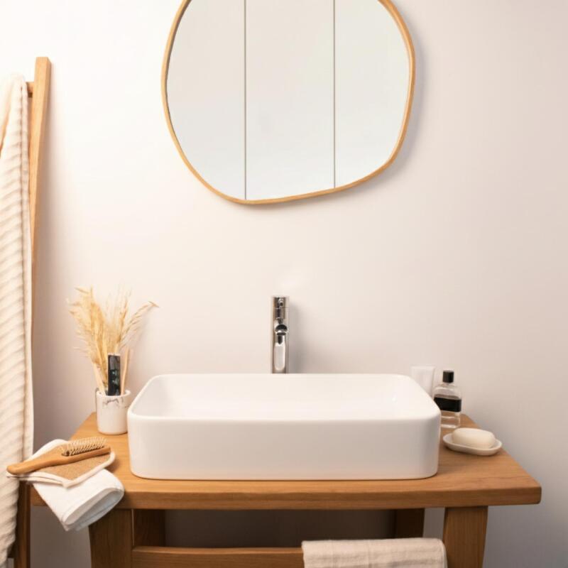 Vasque à poser rectangle en céramique blanche 60x37cm