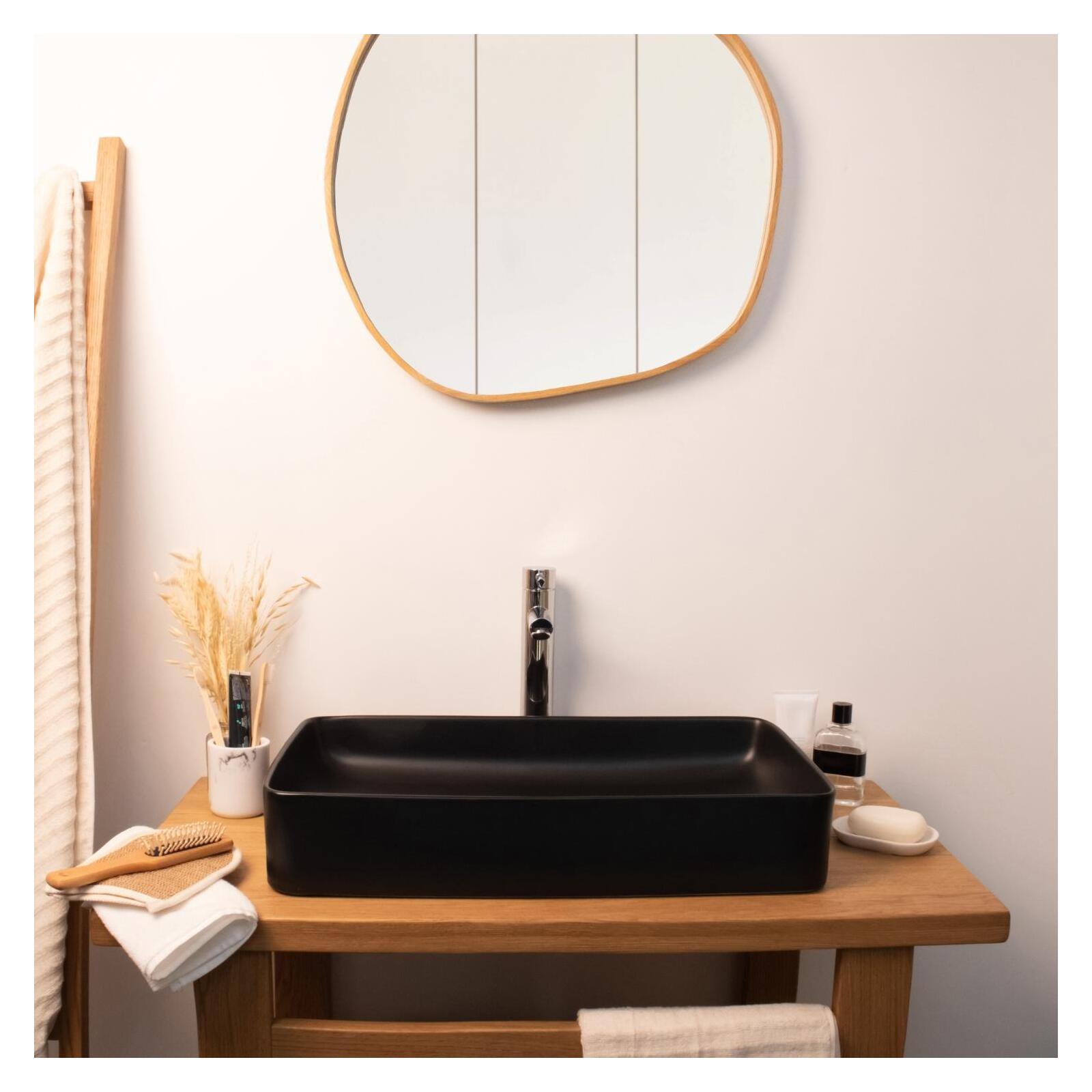 Vasque à poser rectangle en céramique blanche 60x37cm