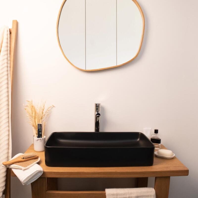 Vasque à poser rectangle en céramique blanche 60x37cm