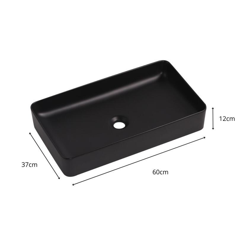 Vasque à poser rectangle en céramique blanche 60x37cm