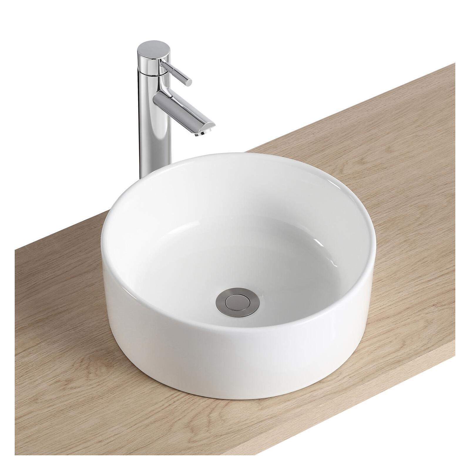 Vasque à poser ronde en céramique blanche 37cm