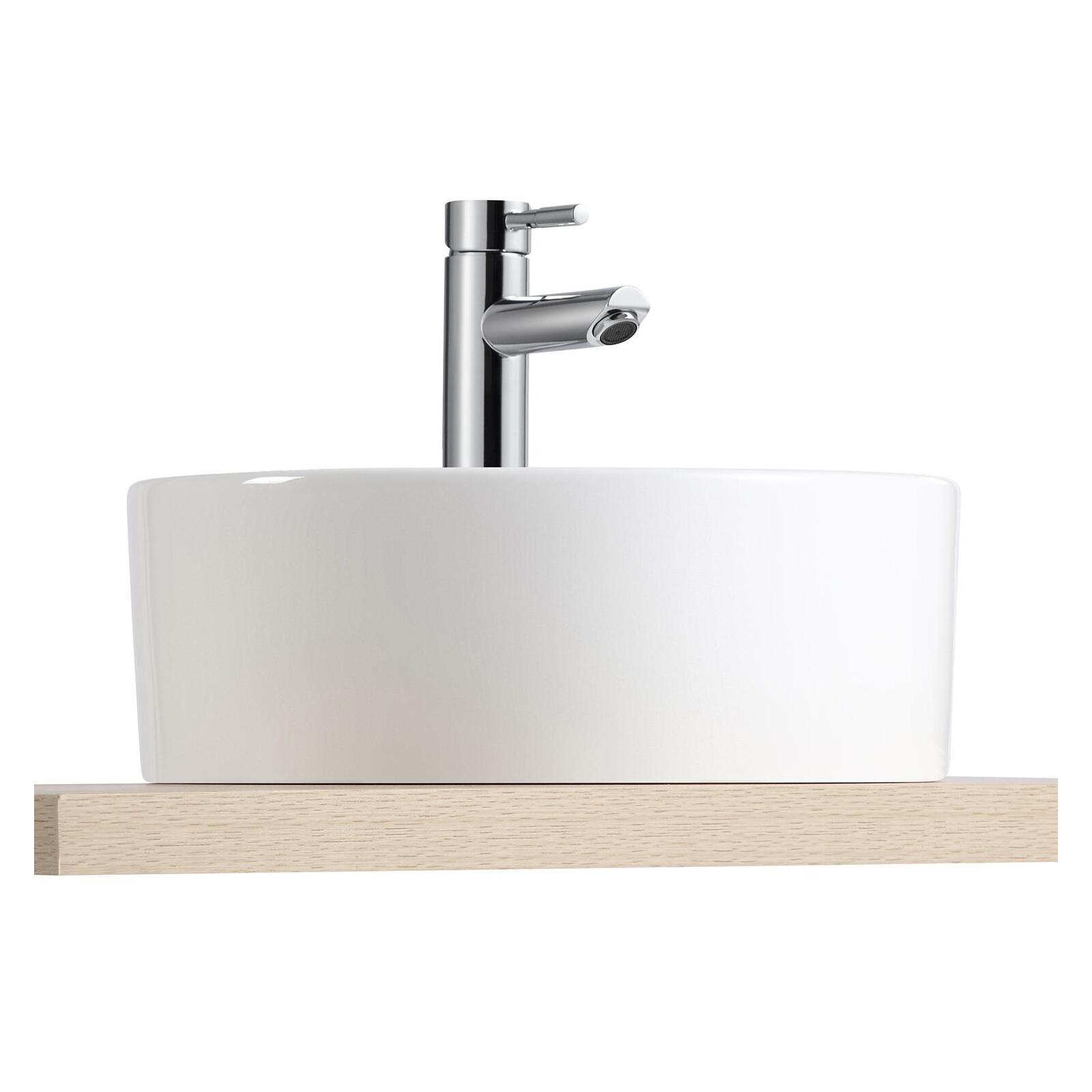 Vasque à poser ronde en céramique blanche 37cm