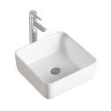 Vasque à poser carrée en céramique blanche 37cm