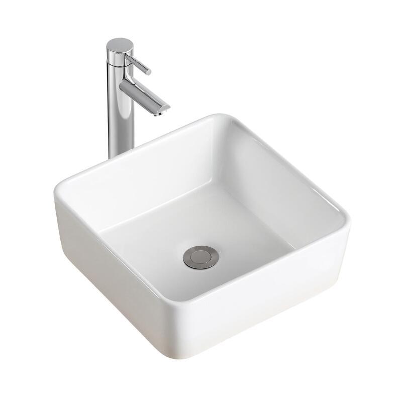 Vasque à poser carrée en céramique blanche 37cm
