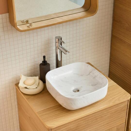 VASQUE LOU CARREE IMITATION MARBRE BLANC