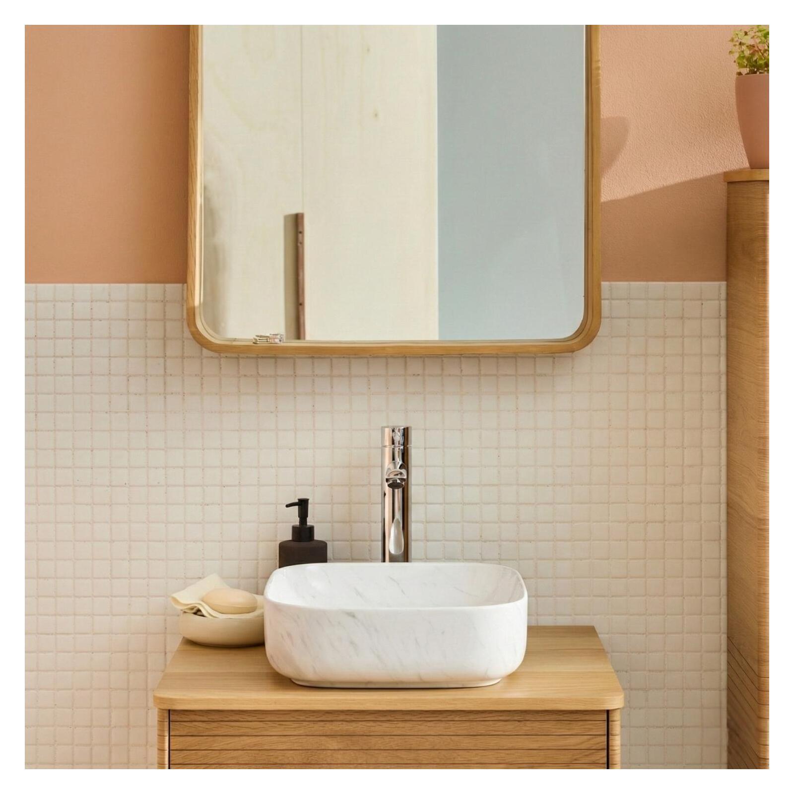 VASQUE LOU CARREE IMITATION MARBRE BLANC