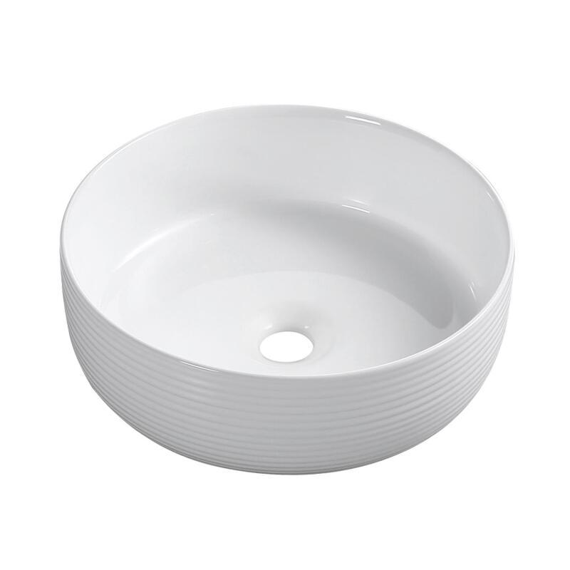 Vasque à poser ronde en céramique texturé blanc 36cm
