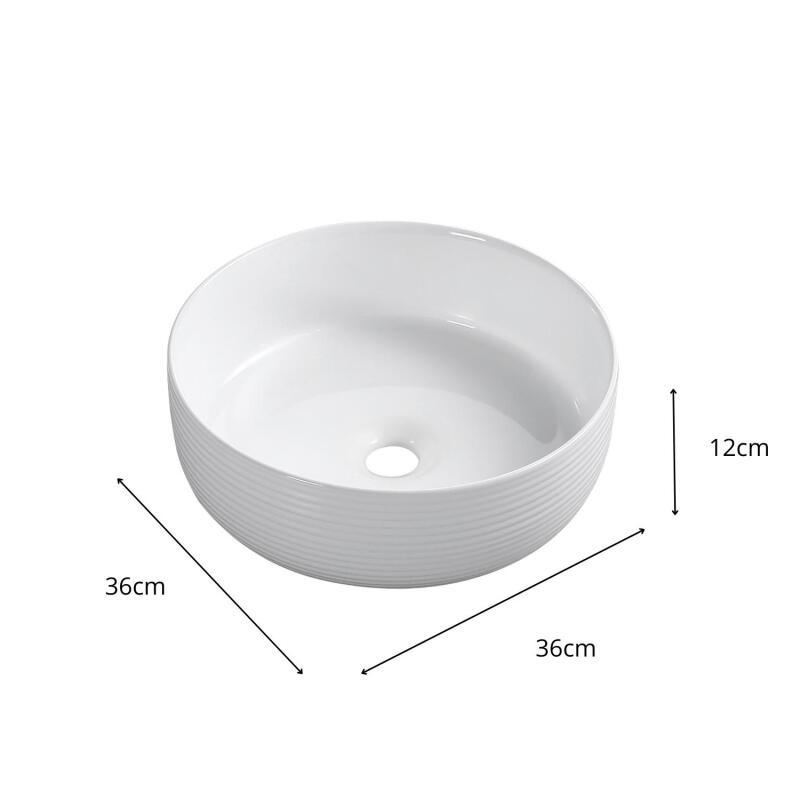 Vasque à poser ronde en céramique texturé blanc 36cm