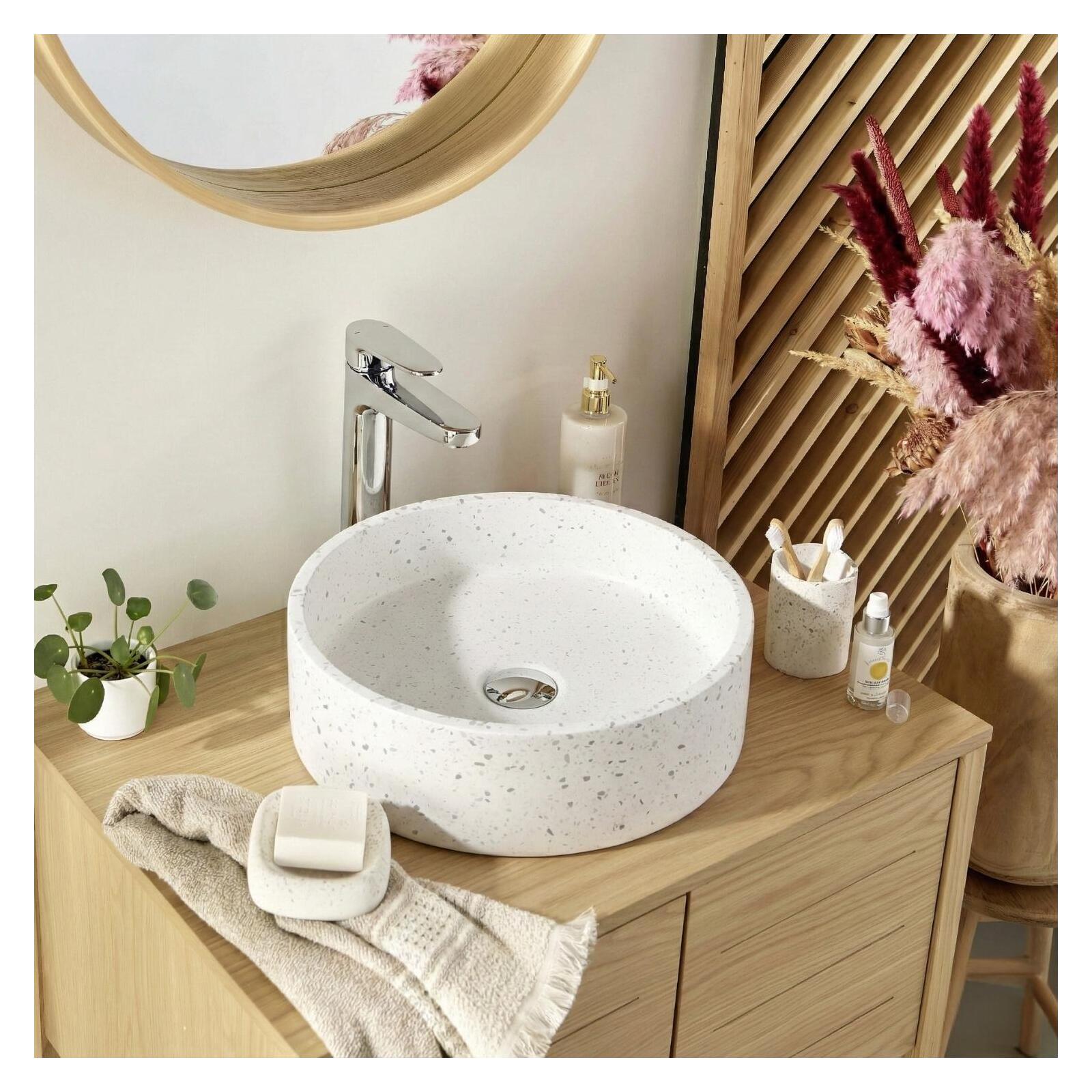 Vasque à poser ronde en terrazzo 38cm
