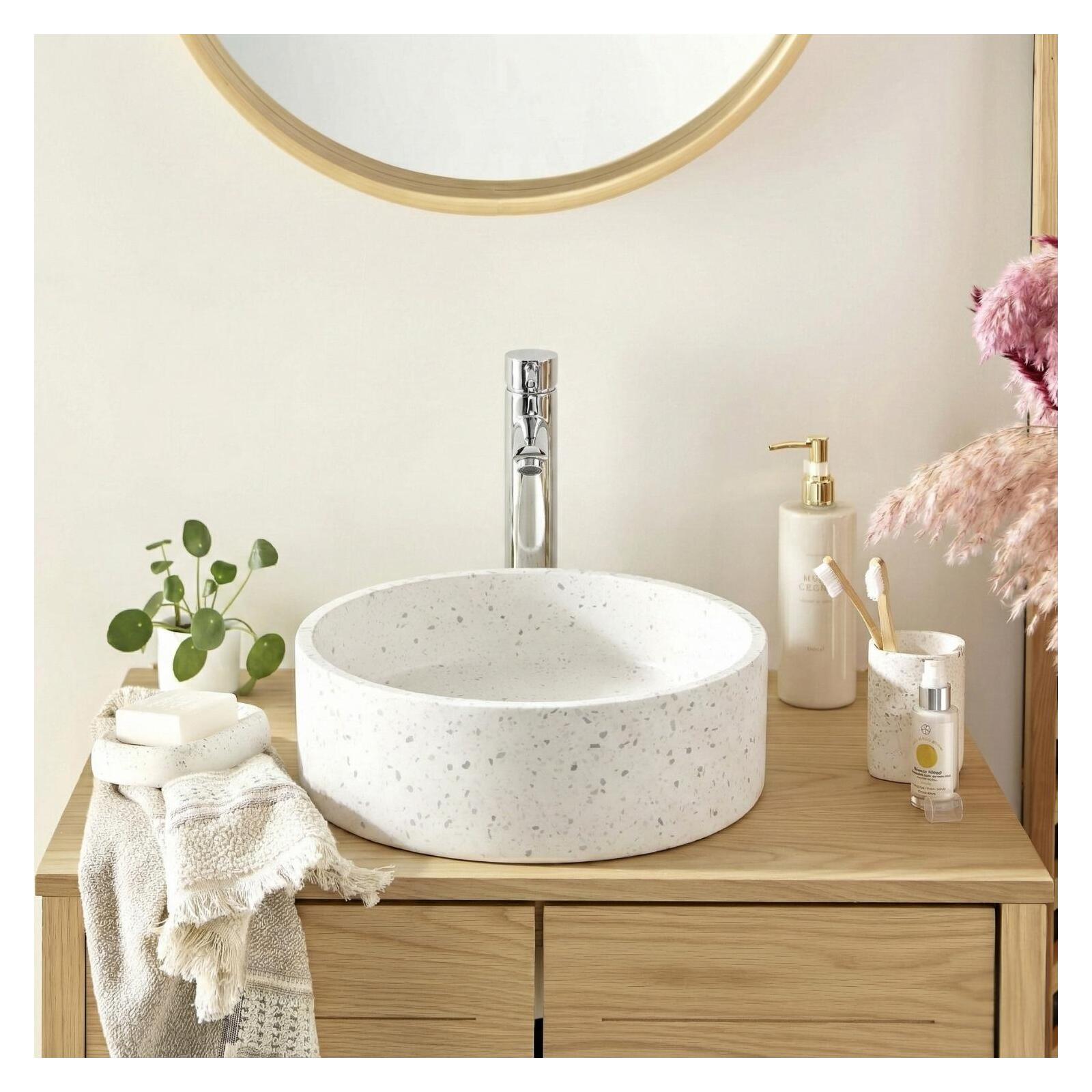 Vasque à poser ronde en terrazzo 38cm