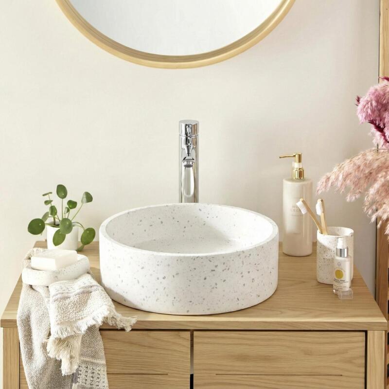 Vasque à poser ronde en terrazzo 38cm