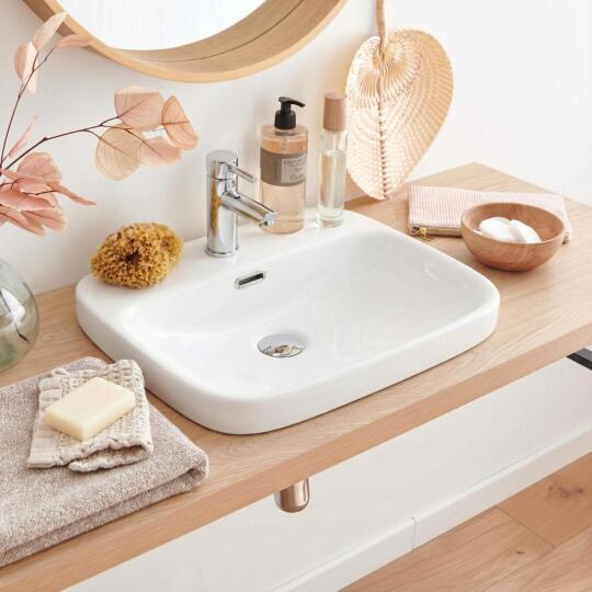 Vasque semi encastrée rectangulaire en céramique blanche 48x37cm