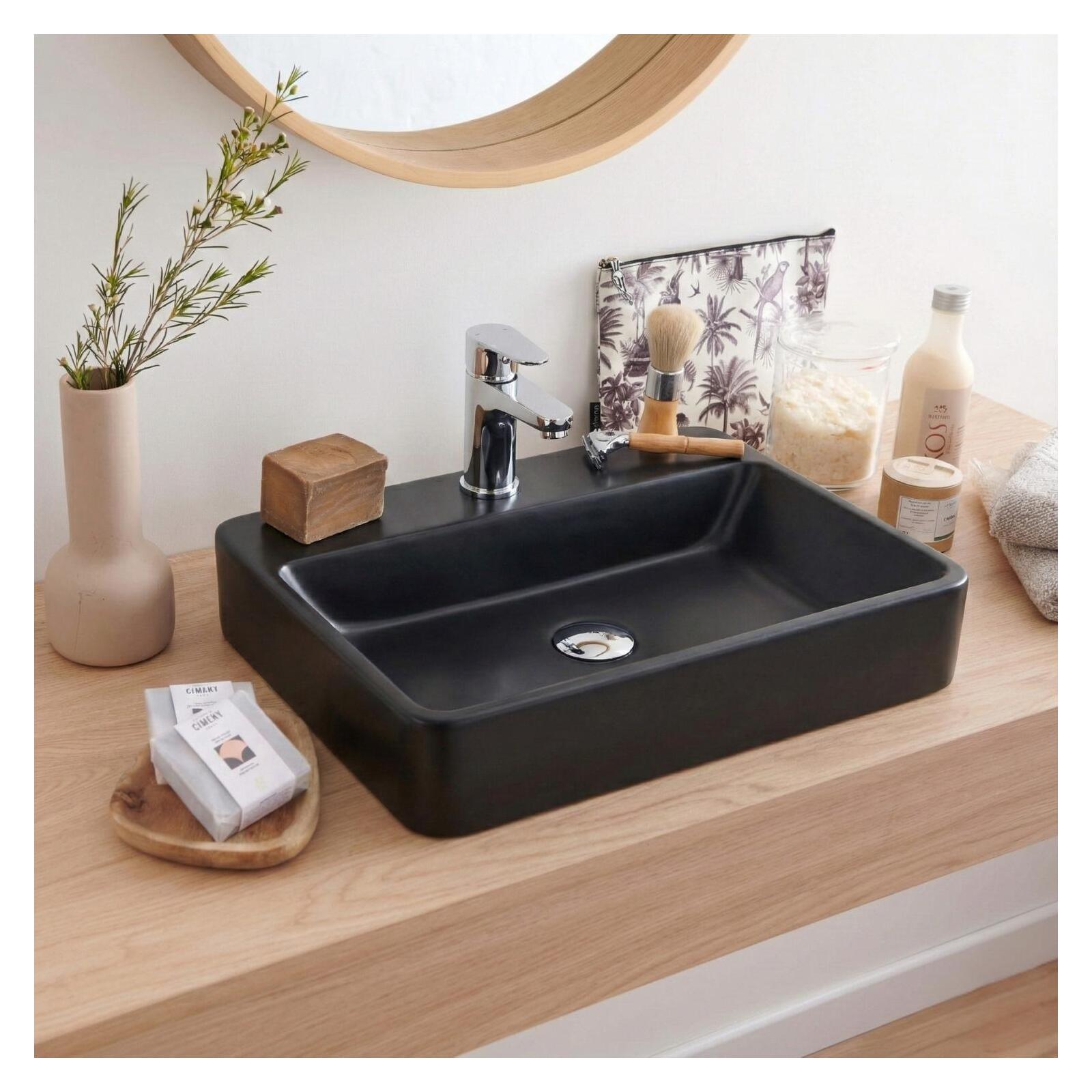 Vasque à poser ractangulaire en céramique blanche 50x37cm