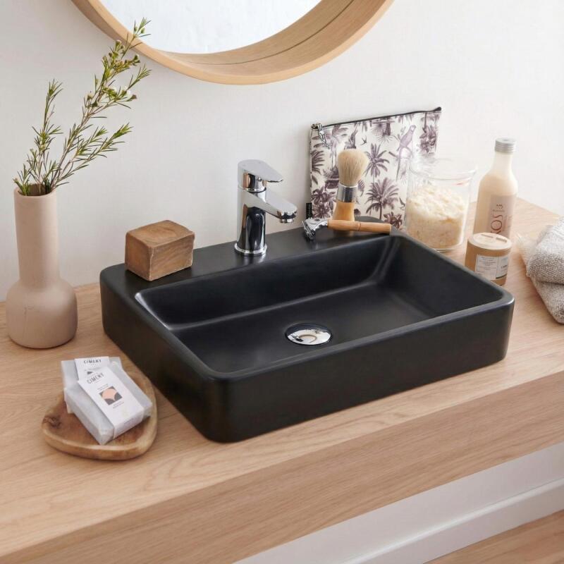 Vasque à poser ractangulaire en céramique blanche 50x37cm