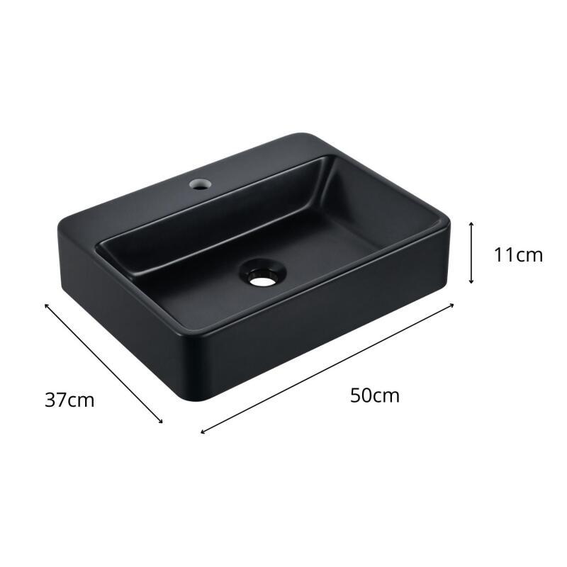 Vasque à poser ractangulaire en céramique blanche 50x37cm