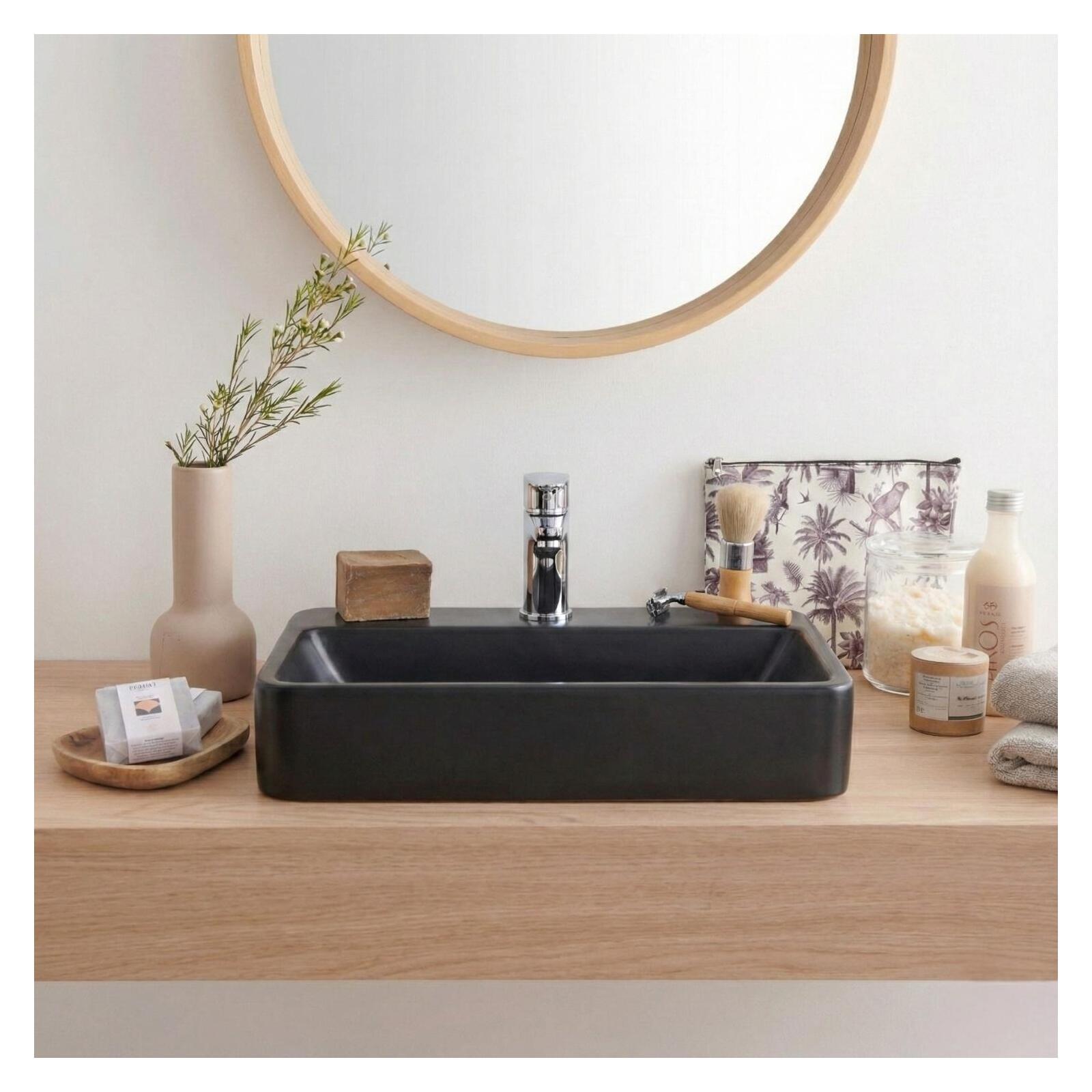 Vasque à poser ractangulaire en céramique blanche 50x37cm