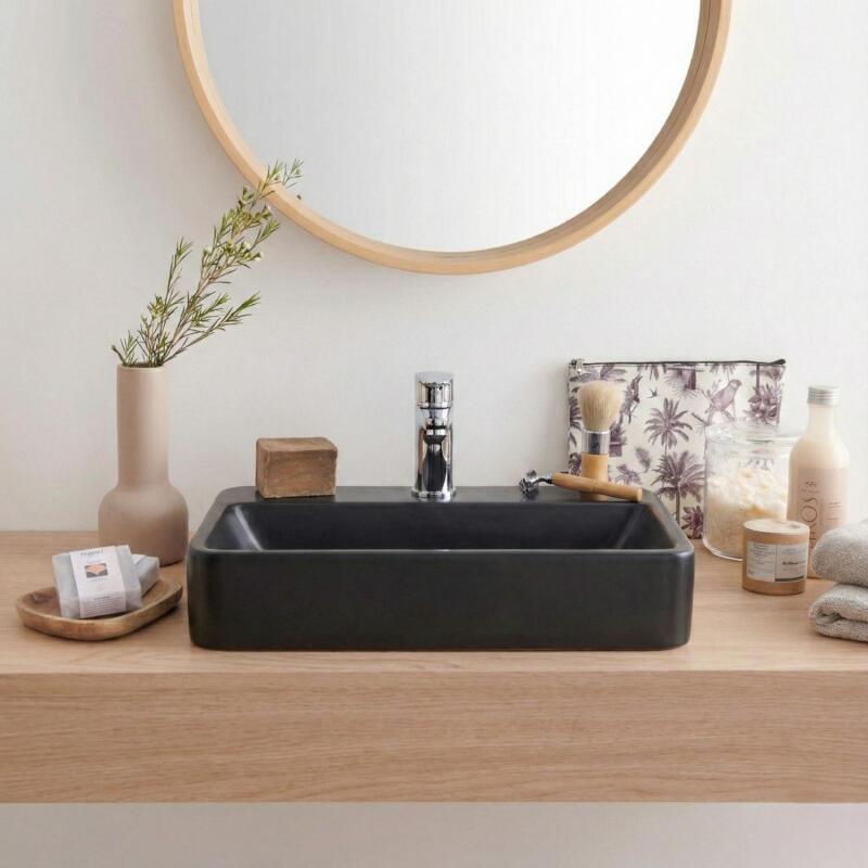 Vasque à poser ractangulaire en céramique blanche 50x37cm