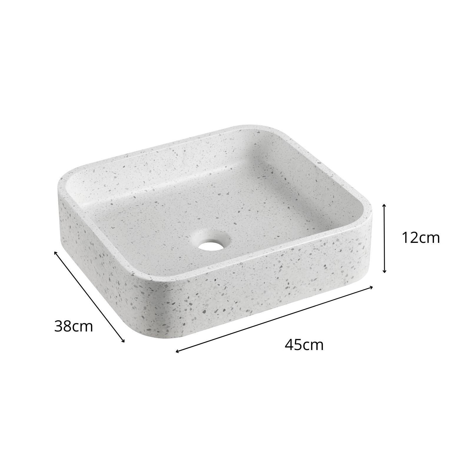 Vasque à poser rectangulaire en terrazzo 45x38cm