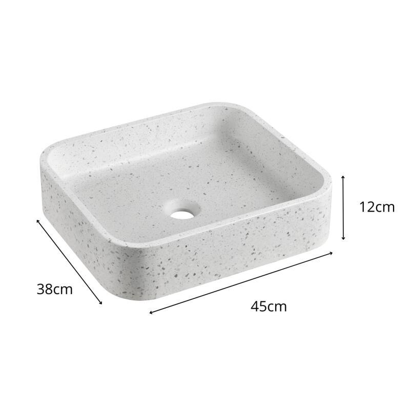 Vasque à poser rectangulaire en terrazzo 45x38cm