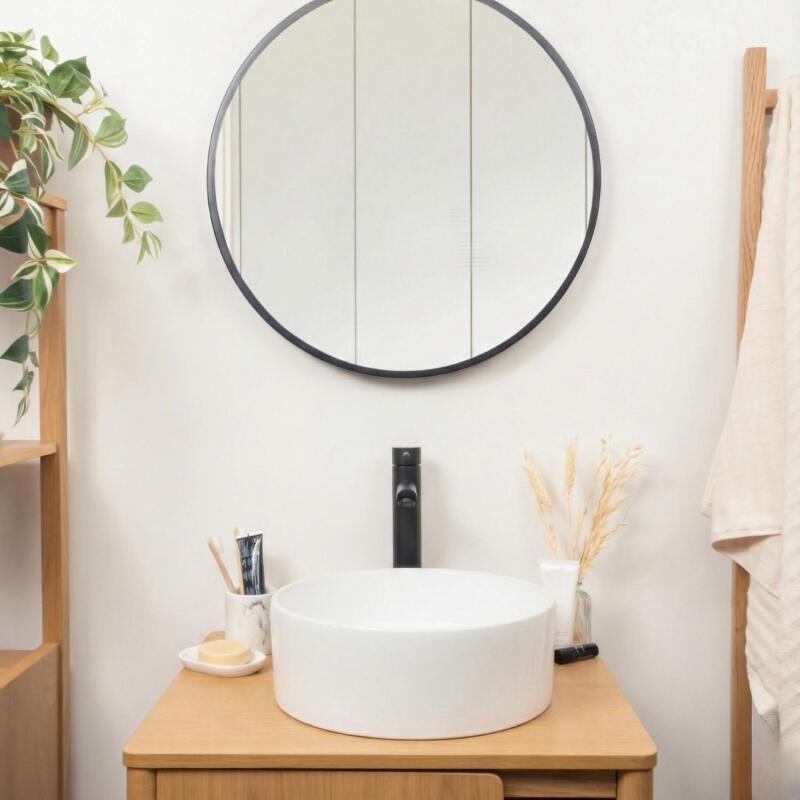 Vasque à poser ronde en céramique blanche 37cm