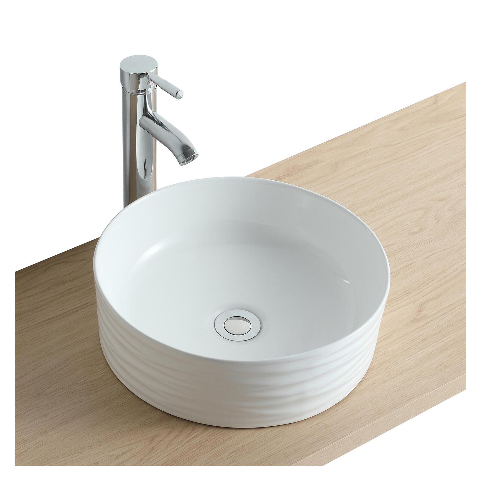 Vasque à poser ronde en céramique structuré blanche 36cm