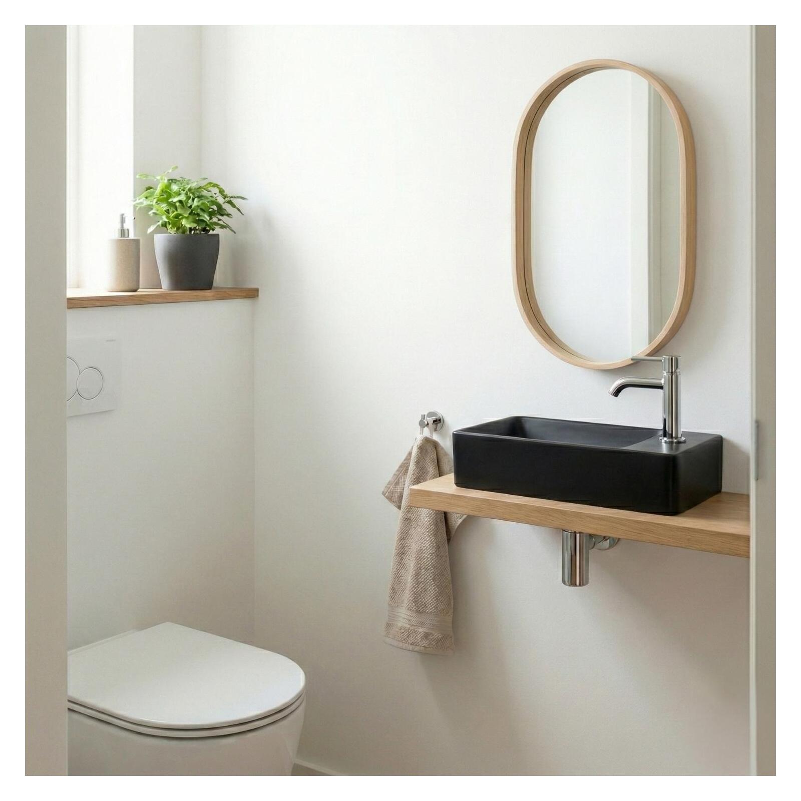 Vasque à suspendre ou à poser rectangulaire en résine noire 40x23cm