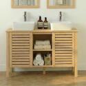 Meuble double vasque sur pieds en chêne naturel 120 cm