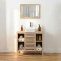 Meuble simple vasque sur pieds en chêne naturel 90 cm