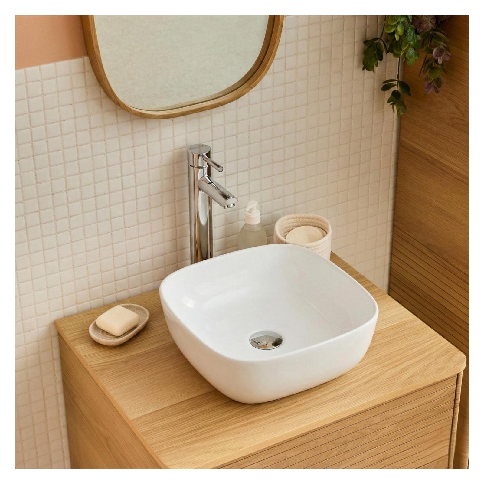 Vasque à poser carrée en céramique 37cm