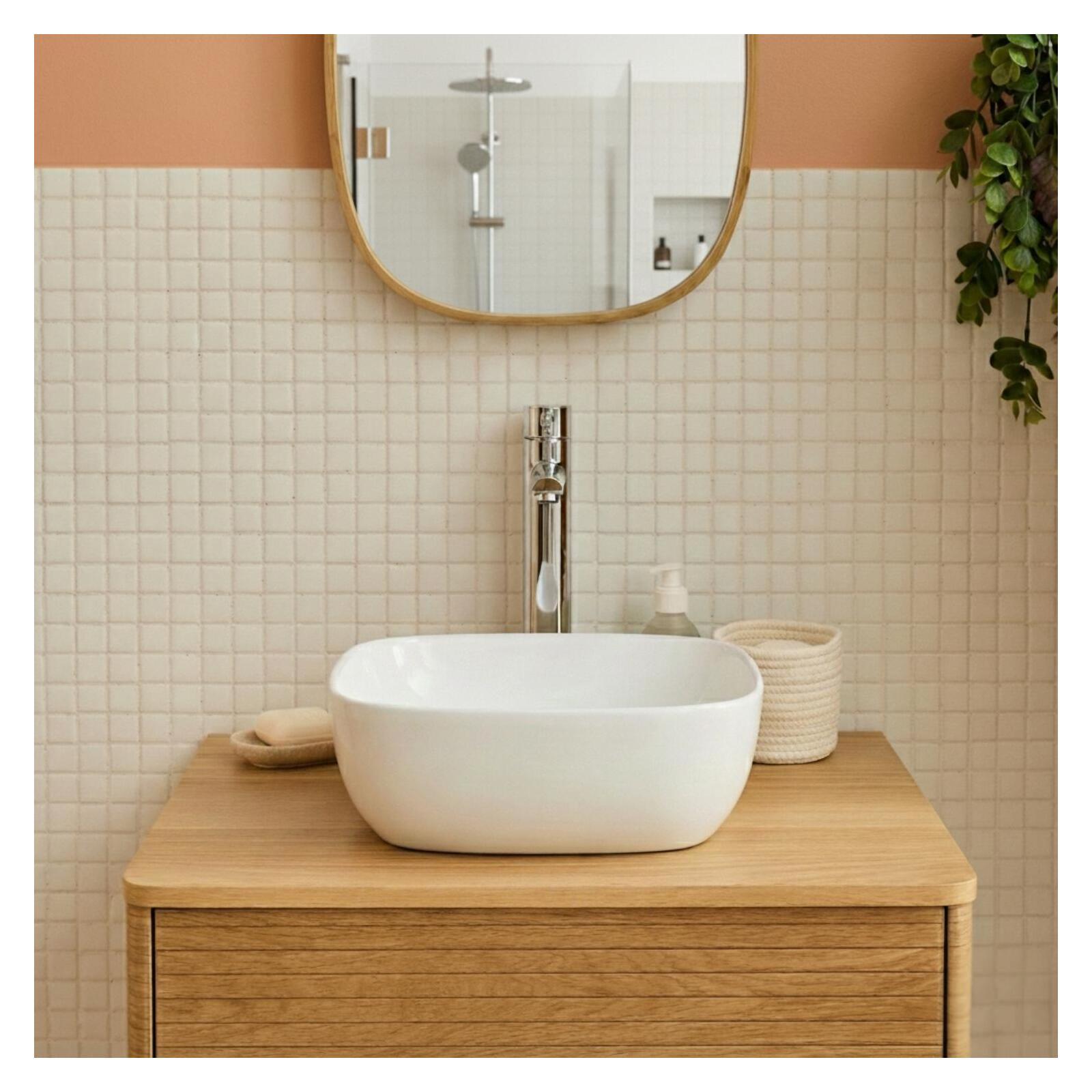 Vasque à poser carrée en céramique 37cm