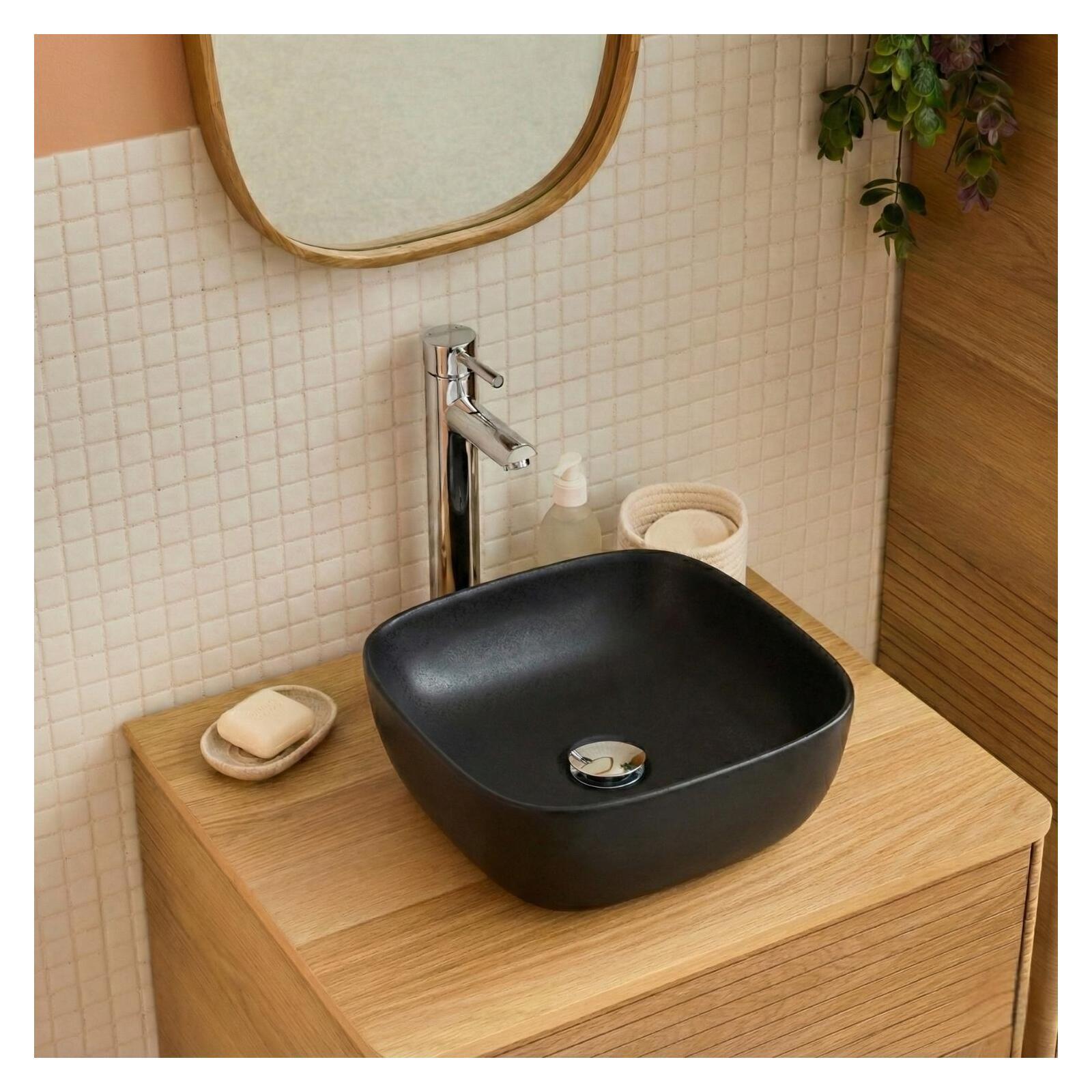 Vasque à poser carrée en céramique 37cm