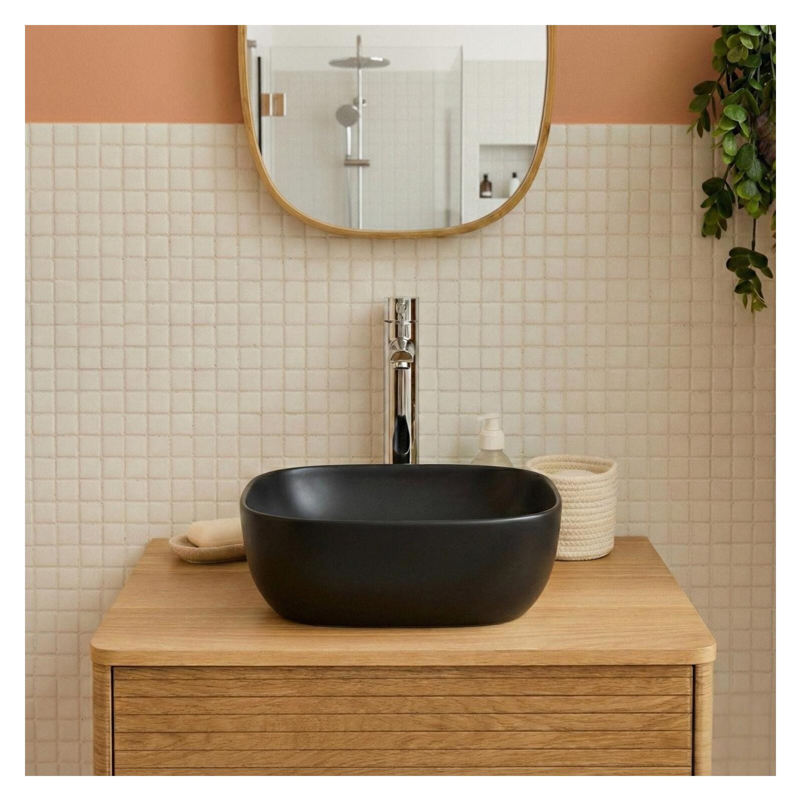 Vasque à poser carrée en céramique 37cm