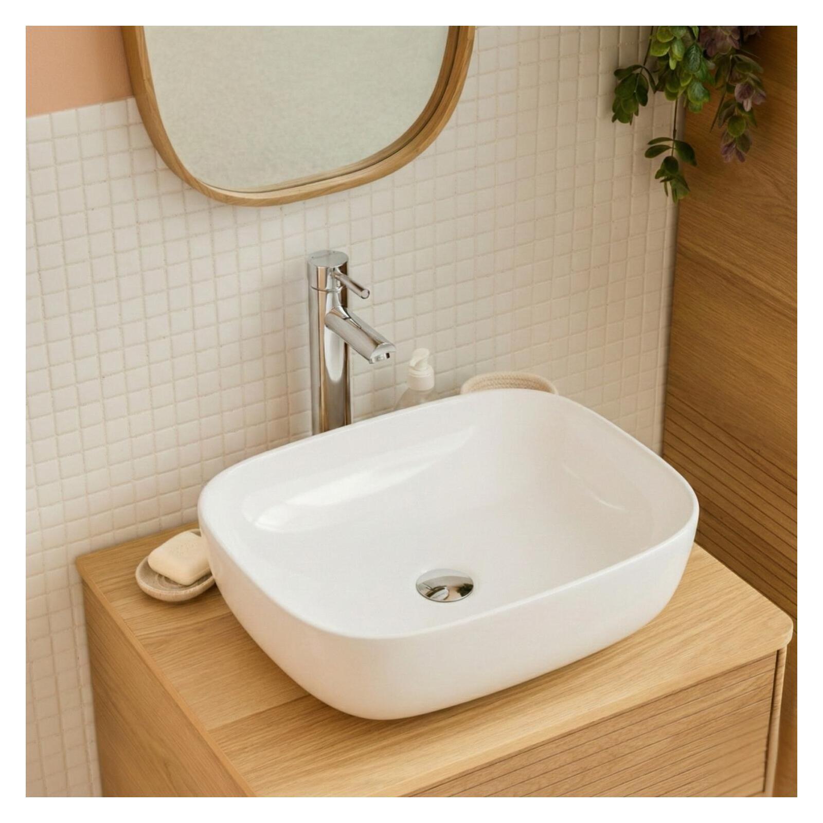 Vasque à poser rectangle en céramique 48x37cm