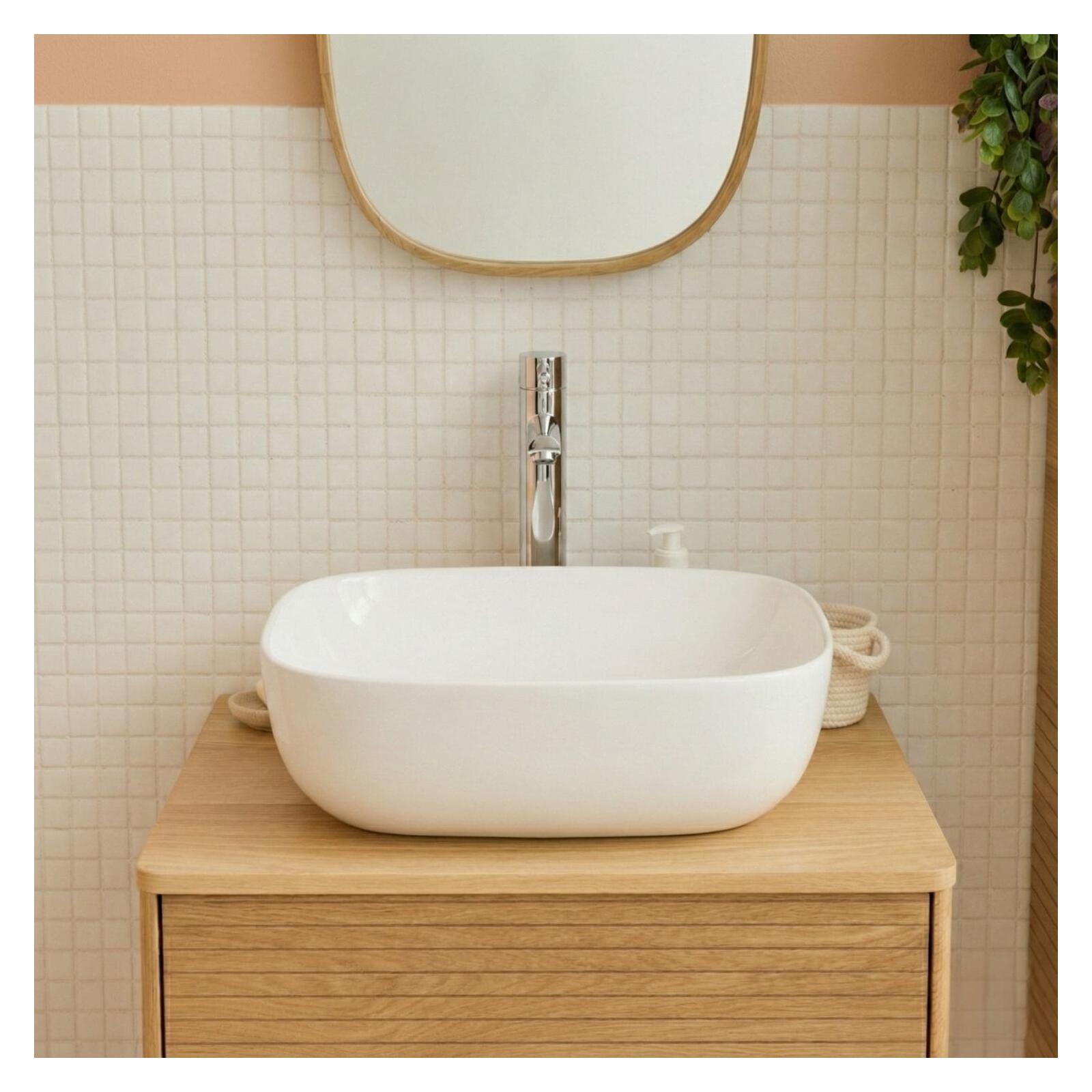 Vasque à poser rectangle en céramique 48x37cm