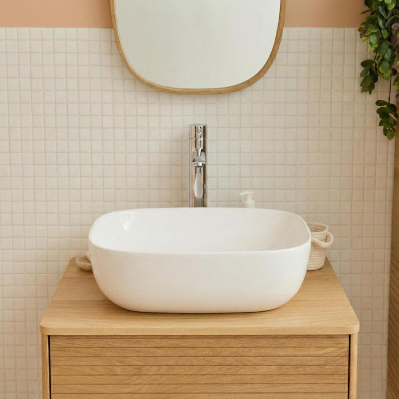 Vasque à poser rectangle en céramique 48x37cm