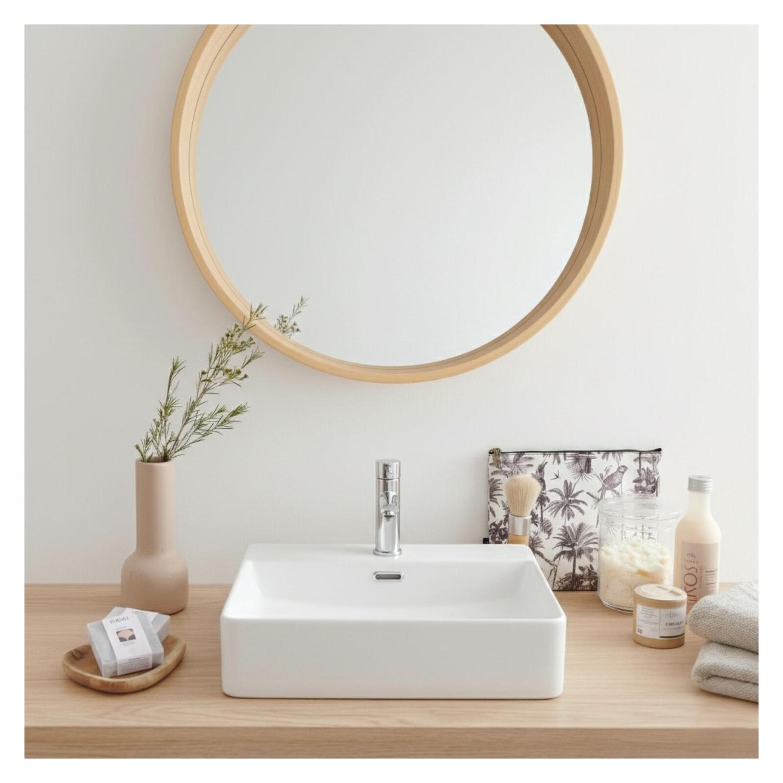 Vasque à poser ou à suspendre rectangle en céramique 50x42cm