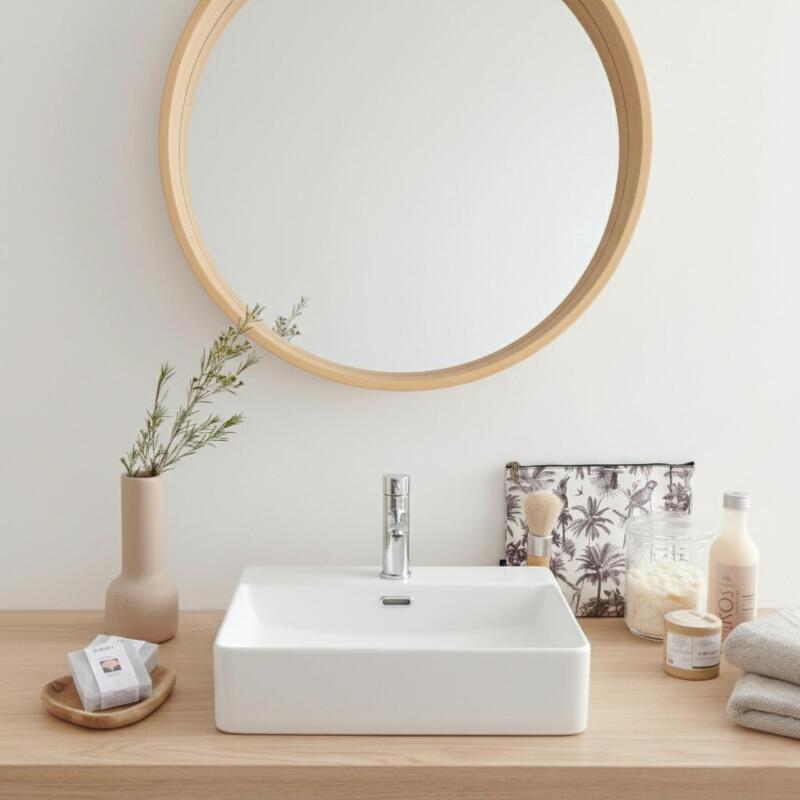 Vasque à poser ou à suspendre rectangle en céramique 50x42cm