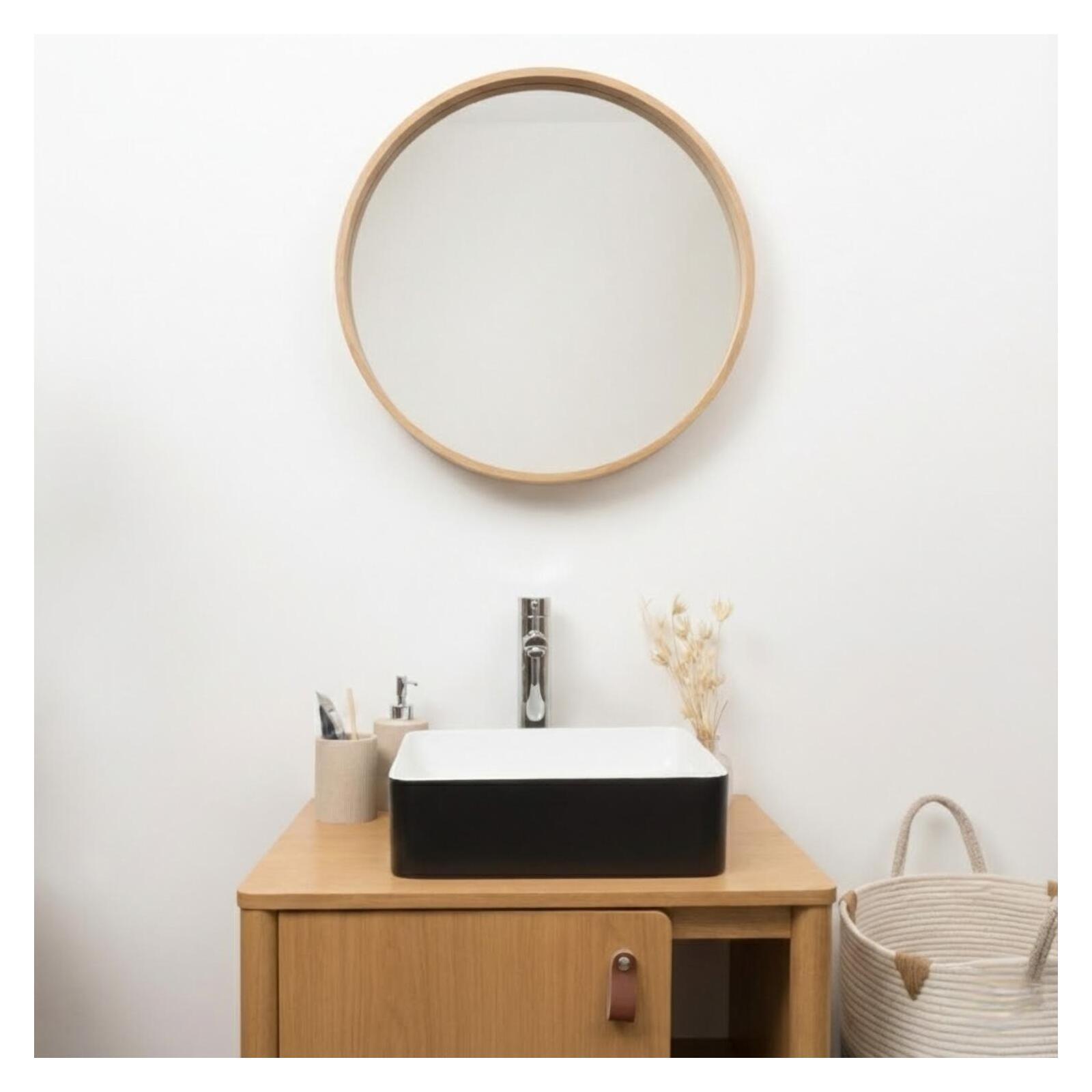 Vasque à poser carrée en céramique bicolore noir et blanc 36cm