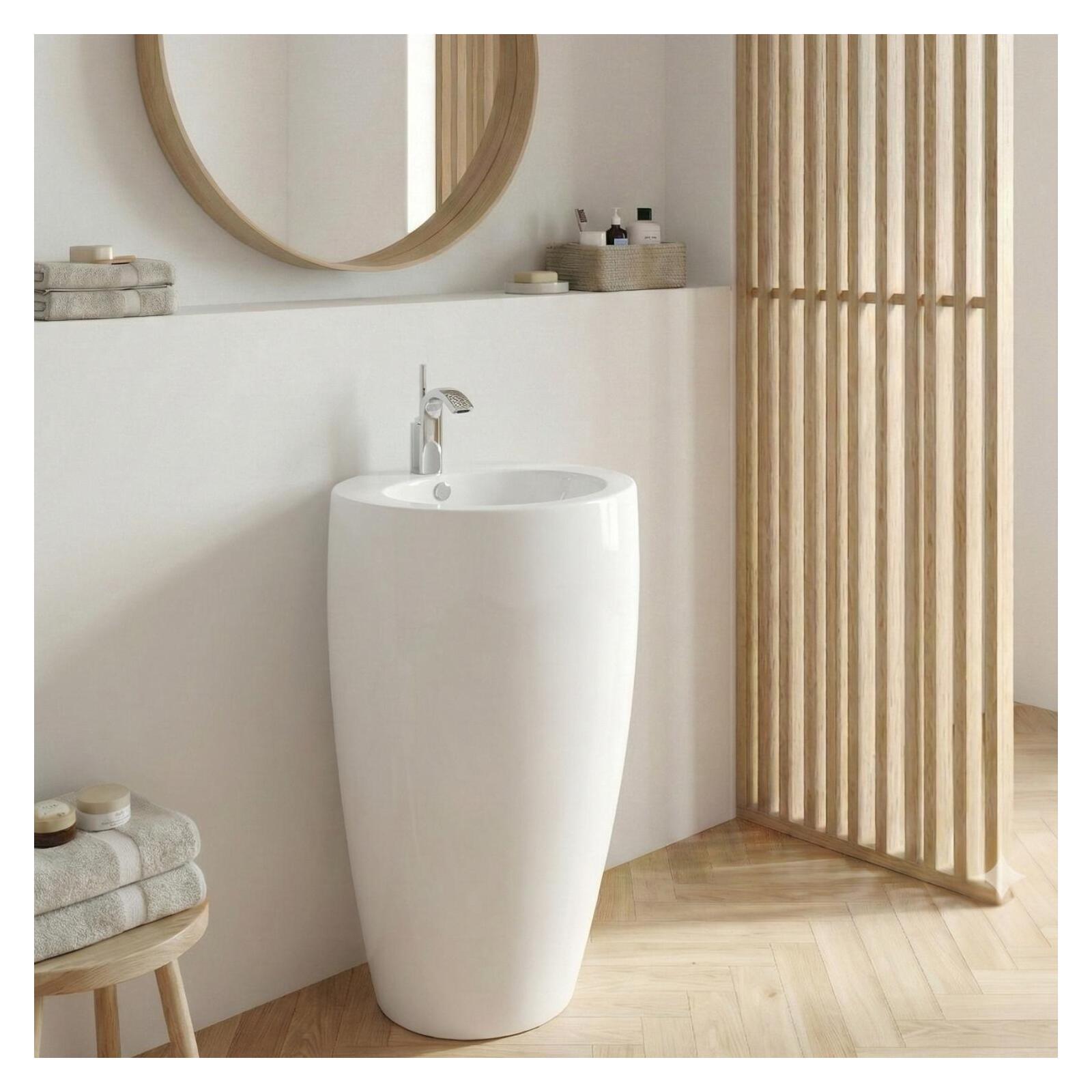 Lavabo colonne en céramique blanche 52x85x53cm