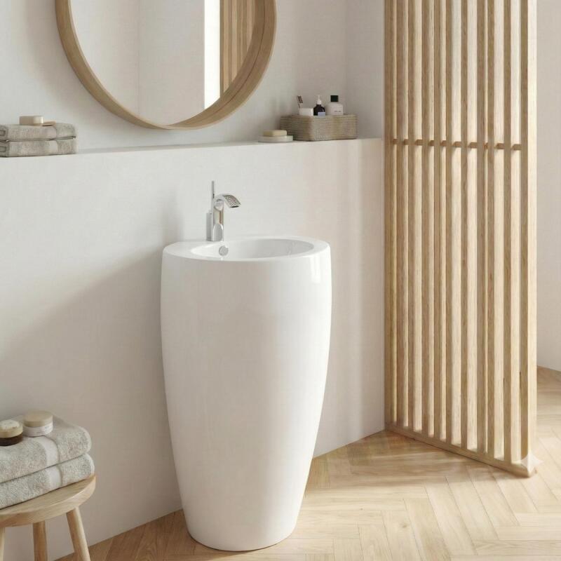 Lavabo colonne en céramique blanche 52x85x53cm