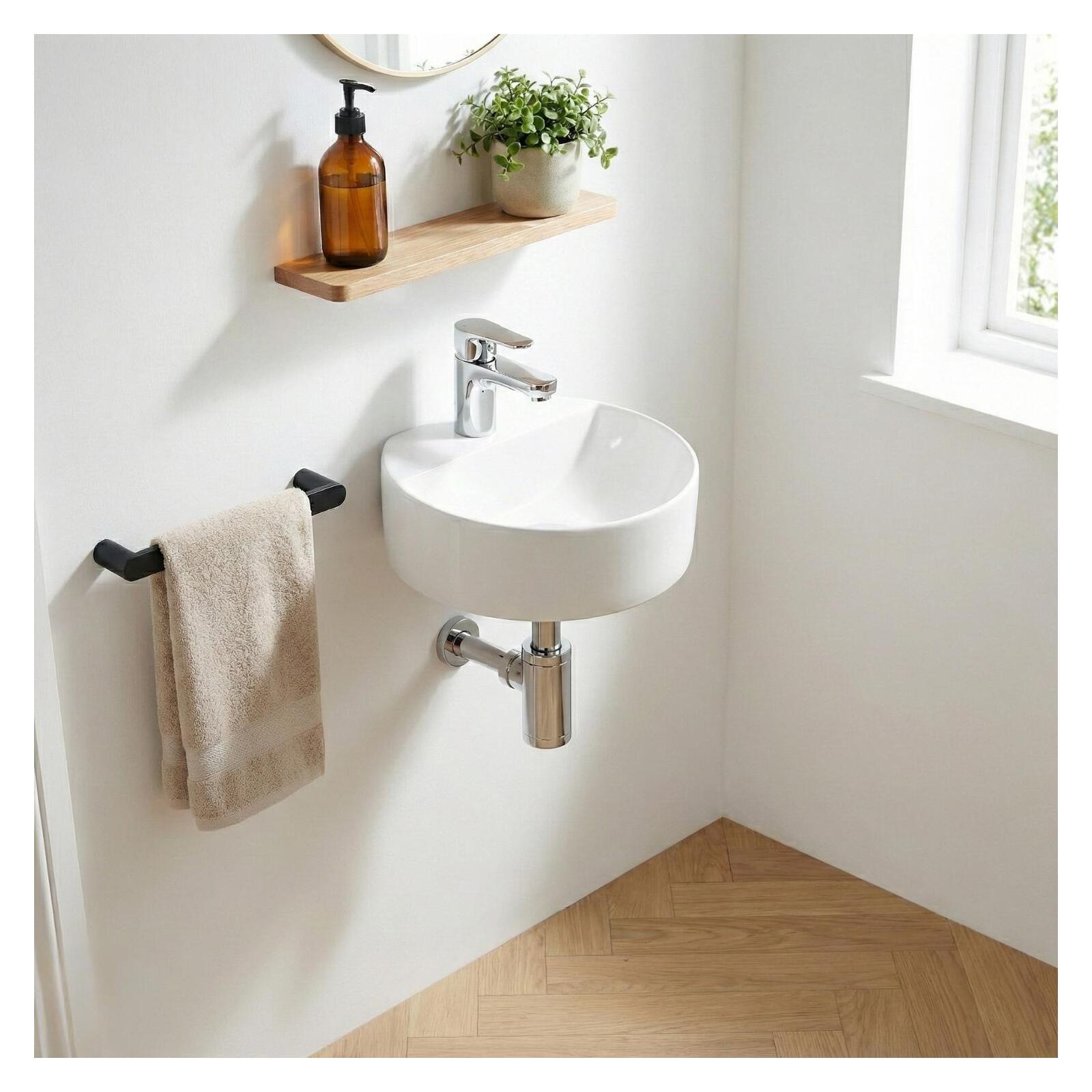 Vasque lave-mains à suspendre ronde en céramique