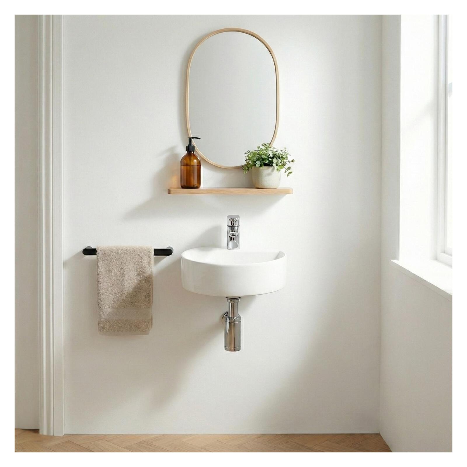 Vasque lave-mains à suspendre ronde en céramique