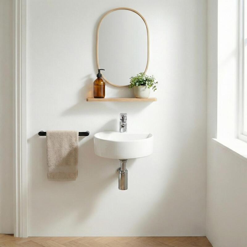 Vasque lave-mains à suspendre ronde en céramique