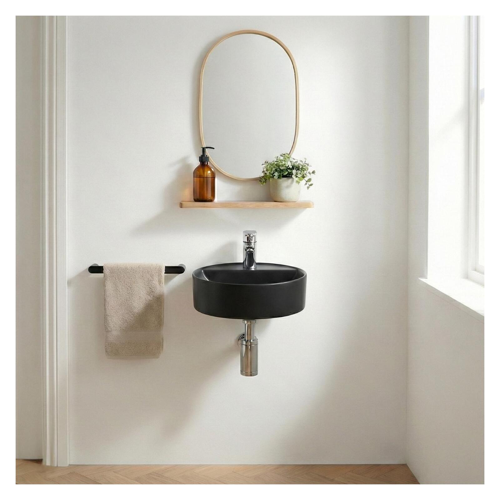 Vasque lave-mains à suspendre ronde en céramique